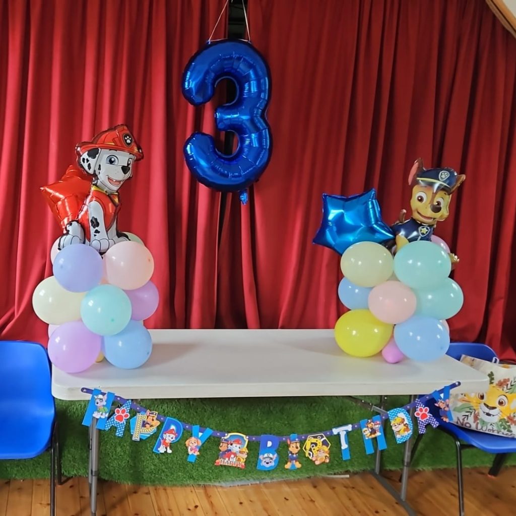 Birthday Table with Balloons and Banners